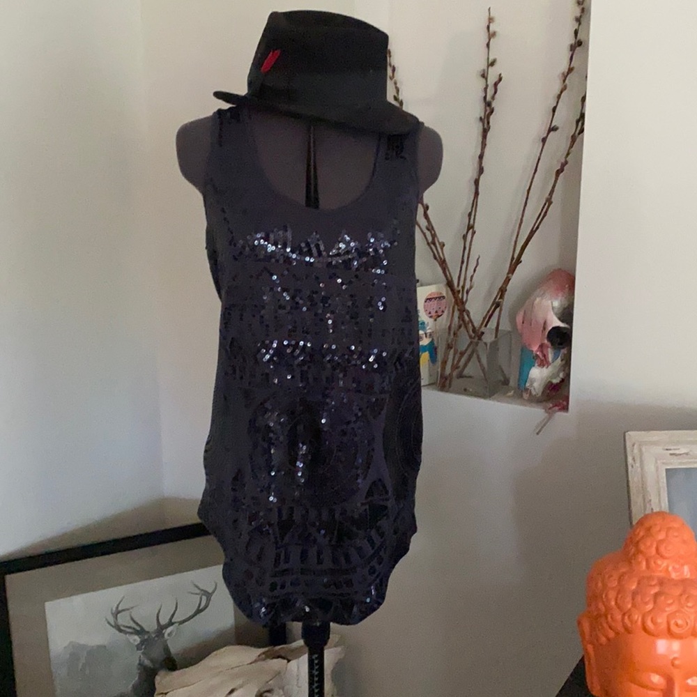 Forever Fashion charcoal gray sequined dress/top, size m